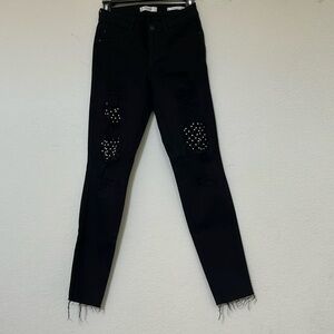 Guess skinny jeans black with pearls size 25